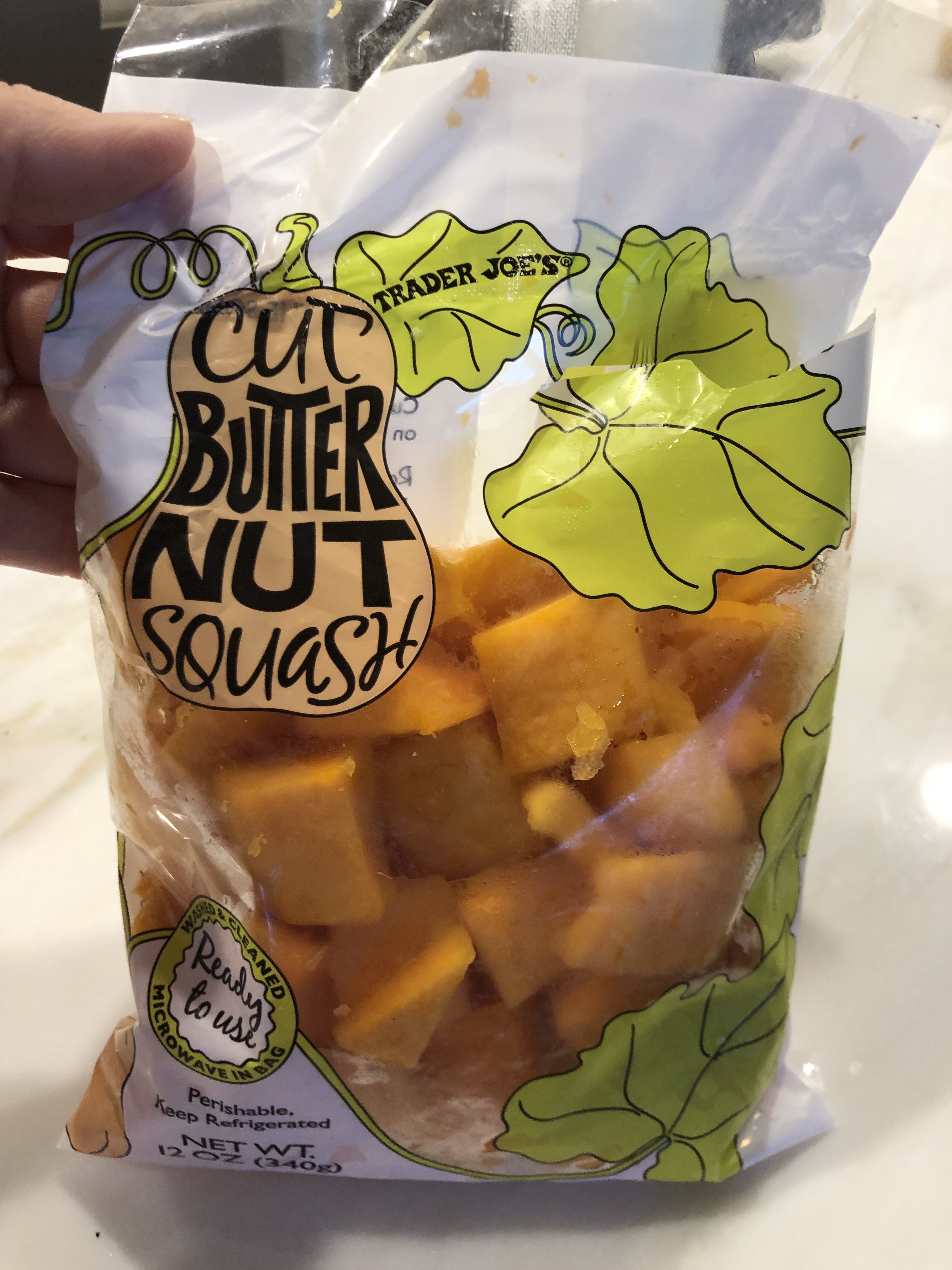 Cut and peeled butternut squash